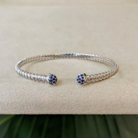 0.26 Ct.Tw. Blue Sapphire Pave Bracelet, 14K White Gold Image