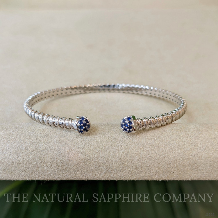 0.26 Ct.Tw. Blue Sapphire Pave Bracelet, 14K White Gold