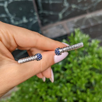 0.26 Ct.Tw. Blue Sapphire Pave Bracelet, 14K White Gold Life Style