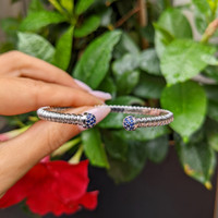 0.26 Ct.Tw. Blue Sapphire Pave Bracelet, 14K White Gold Life Style