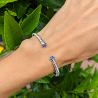 0.26 Ct.Tw. Blue Sapphire Pave Bracelet, 14K White Gold Life Style