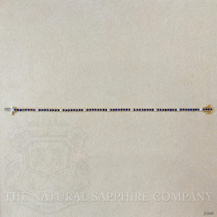 3.20 Ct.Tw. Blue Sapphire and Natural Diamond Tennis/Line Bracelet, 14K Yellow Gold