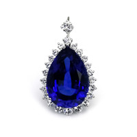 15.93 Ct. Blue Tanzanite and Natural Diamond Halo Brooch, 18K White Gold Video
