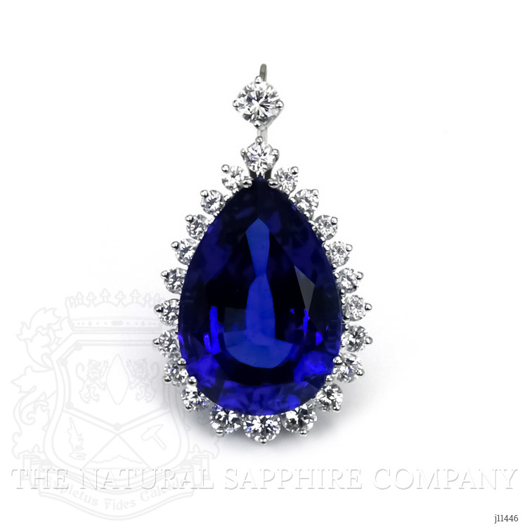 15.93 Ct. Blue Tanzanite and Natural Diamond Halo Brooch, 18K White Gold