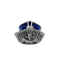 15.93 Ct. Blue Tanzanite and Natural Diamond Halo Brooch, 18K White Gold Image