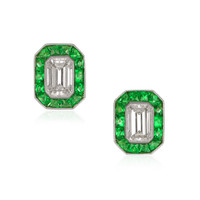 2.68 Ct.Tw. Emerald Studs Earrings, Platinum 950 Video