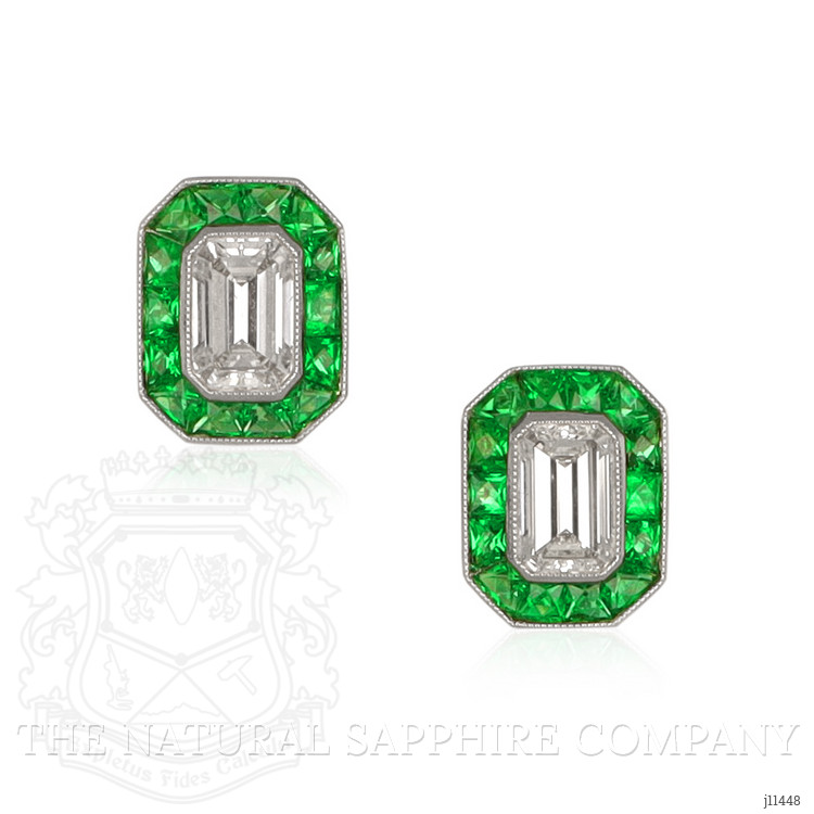 2.68 Ct.Tw. Emerald Studs Earrings, Platinum 950