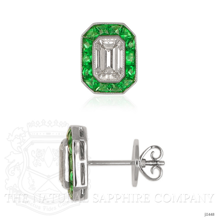 2.68 Ct.Tw. Emerald Studs Earrings, Platinum 950