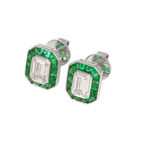 2.68 Ct.Tw. Emerald Studs Earrings, Platinum 950 Image
