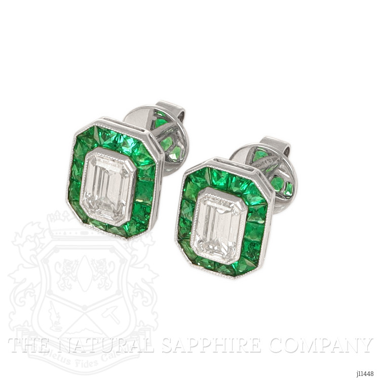 2.68 Ct.Tw. Emerald Studs Earrings, Platinum 950