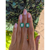 2.68 Ct.Tw. Emerald Studs Earrings, Platinum 950 Life Style