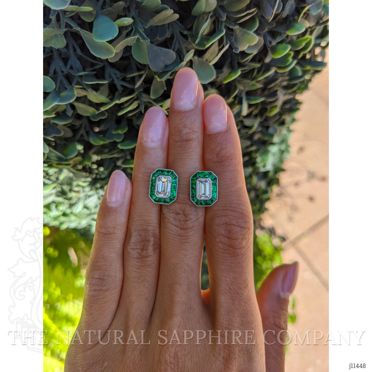 2.68 Ct.Tw. Emerald Studs Earrings, Platinum 950