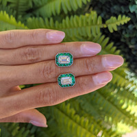 2.68 Ct.Tw. Emerald Studs Earrings, Platinum 950 Life Style