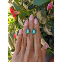 2.68 Ct.Tw. Emerald Studs Earrings, Platinum 950 Life Style