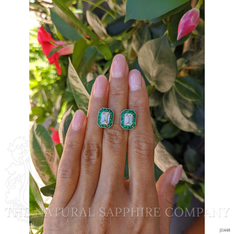 2.68 Ct.Tw. Emerald Studs Earrings, Platinum 950