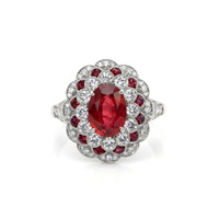 1.88 Ct. Ruby Natural Diamond Pave Ring, Platinum 950 Video