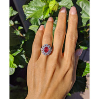 1.88 Ct. Ruby Natural Diamond Pave Ring, Platinum 950 Life Style