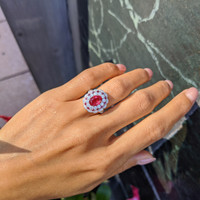 1.88 Ct. Ruby Natural Diamond Pave Ring, Platinum 950 Life Style