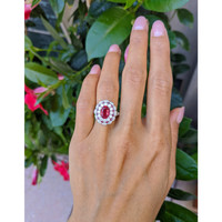 1.88 Ct. Ruby Natural Diamond Pave Ring, Platinum 950 Life Style