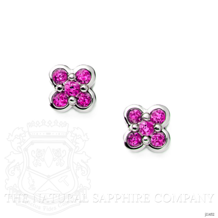 0.32 Ct.Tw. Pink Sapphire Studs Earrings, 14K White Gold