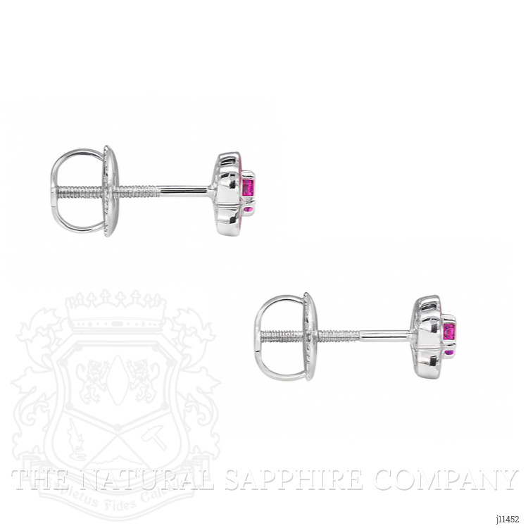 0.32 Ct.Tw. Pink Sapphire Studs Earrings, 14K White Gold