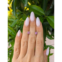 0.32 Ct.Tw. Pink Sapphire Studs Earrings, 14K White Gold Life Style