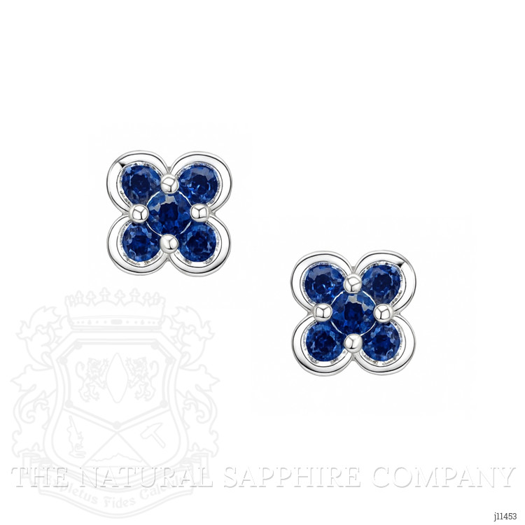 0.31 Ct.Tw. Blue Sapphire Studs Earrings, 14K White Gold