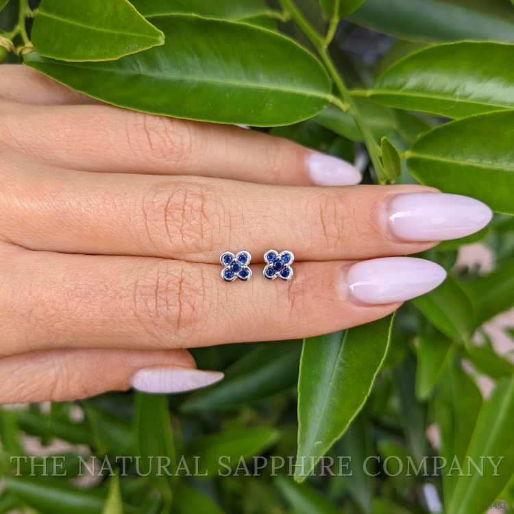 0.31 Ct.Tw. Blue Sapphire Studs Earrings, 14K White Gold