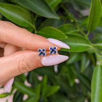 0.31 Ct.Tw. Blue Sapphire Studs Earrings, 14K White Gold Life Style