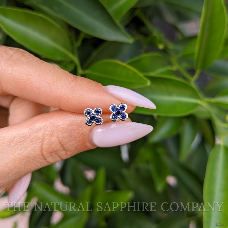 0.31 Ct.Tw. Blue Sapphire Studs Earrings, 14K White Gold