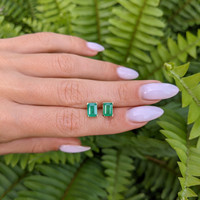 1.85 Ct.Tw. Emerald Studs Earrings, 14K Yellow Gold Life Style