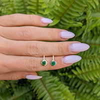 0.82 Ct.Tw. Emerald Studs Earrings, 14K Yellow Gold Life Style