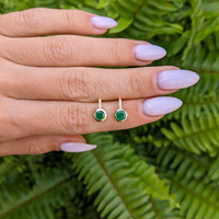 0.82 Ct.Tw. Emerald Studs Earrings, 14K Yellow Gold Life Style