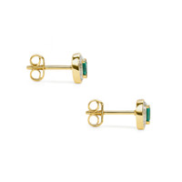 0.24 Ct.Tw. Emerald Natural Diamond Studs Earrings, 14K Yellow Gold Image