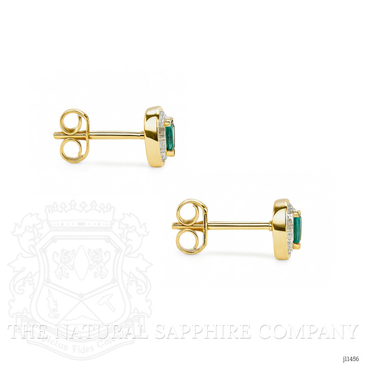 0.24 Ct.Tw. Emerald Natural Diamond Studs Earrings, 14K Yellow Gold