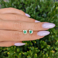 0.24 Ct.Tw. Emerald Natural Diamond Studs Earrings, 14K Yellow Gold Life Style