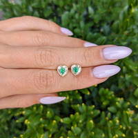 0.24 Ct.Tw. Emerald Natural Diamond Studs Earrings, 14K Yellow Gold Life Style