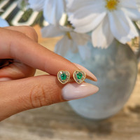 0.24 Ct.Tw. Emerald Natural Diamond Studs Earrings, 14K Yellow Gold Life Style