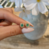 0.24 Ct.Tw. Emerald Natural Diamond Studs Earrings, 14K Yellow Gold Life Style