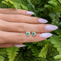 0.24 Ct.Tw. Emerald Natural Diamond Studs Earrings, 14K Yellow Gold Life Style