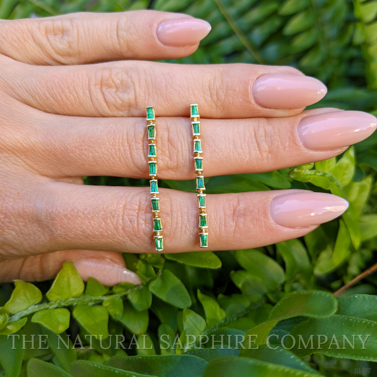 0.56 Ct.Tw. Emerald Drops Earrings, 14K Yellow Gold