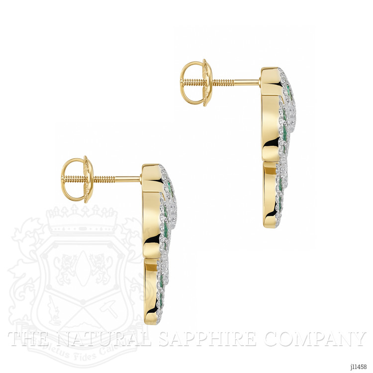 0.48 Ct.Tw. Emerald Natural Diamond Pave Earrings, 14K Yellow Gold