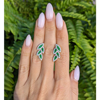 0.48 Ct.Tw. Emerald Natural Diamond Pave Earrings, 14K Yellow Gold Life Style