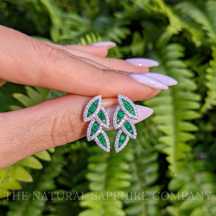 0.48 Ct.Tw. Emerald Natural Diamond Pave Earrings, 14K Yellow Gold