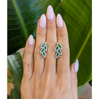 0.48 Ct.Tw. Emerald Natural Diamond Pave Earrings, 14K Yellow Gold Life Style