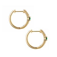 0.20 Ct.Tw. Emerald Natural Diamond Pave Earrings, 14K Yellow Gold Image