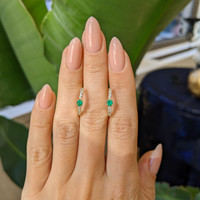 0.20 Ct.Tw. Emerald Natural Diamond Pave Earrings, 14K Yellow Gold Life Style