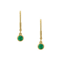 0.23 Ct.Tw. Emerald Bezel Earrings, 14K Yellow Gold Image