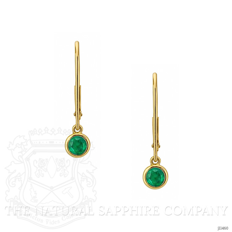 0.23 Ct.Tw. Emerald Bezel Earrings, 14K Yellow Gold