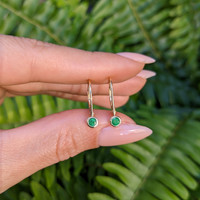 0.23 Ct.Tw. Emerald Bezel Earrings, 14K Yellow Gold Life Style